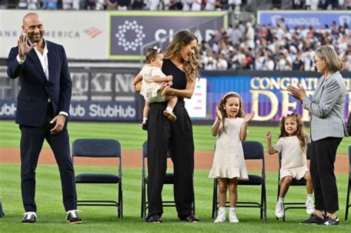 Derek Jeter and family attend Derek Jeter Hall Of Fame Night At Yankee Stadium at Yankee Stadium in the Bronx ,New York, on September , 9,2022 Pictured: Derek Jeter Ref: SPL5433669 090922 NON-EXCLUSIVE Picture by: Jackie Brown / SplashNews.com Splash News and Pictures USA: +1 310-525-5808 London: +44 (0)20 8126 1009 Berlin: +49 175 3764 166 World Rights