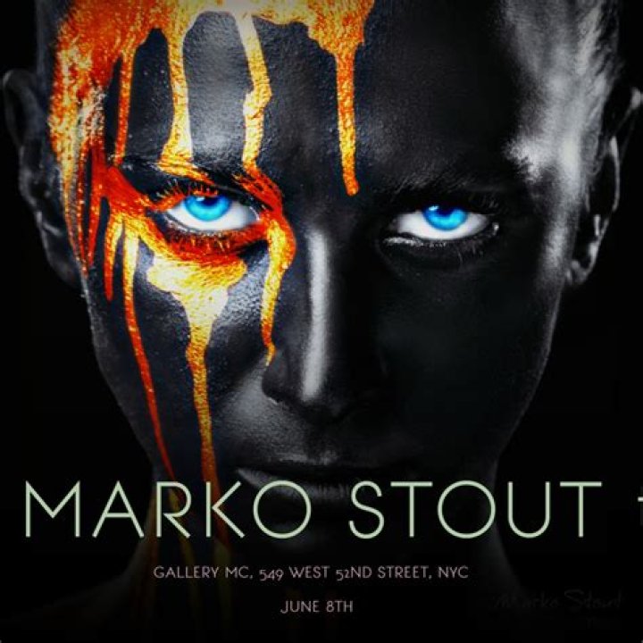 Marko Stout in his element, showcasing his vibrant new works at the Anita Rodgers Gallery