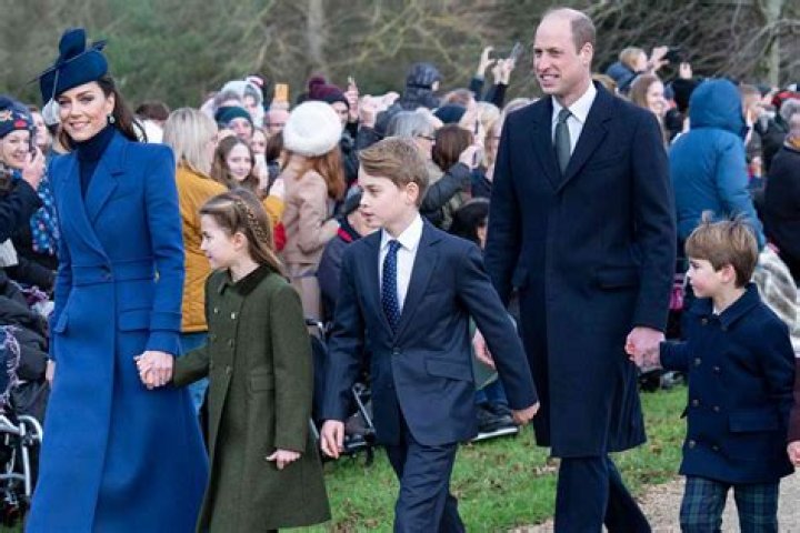 Prince William walking with Prince George and Princess Charlotte