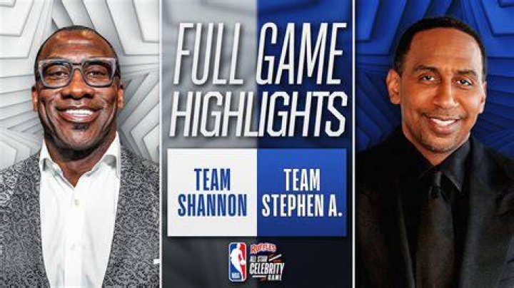 Team Stephen A's Quavo, left, is defended by Team Wilbon's Common, right, during the first half of an NBA Celebrity All-Star basketball game Friday, Feb. 14, 2020, in Chicago. (AP Photo/David Banks)